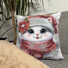 Подушка з котиком червоним, хутро