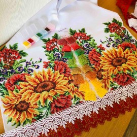 Рушник весільний з соняшником