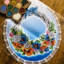 Серветка кругла, сині тона