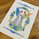 Рушник янголи жовто-блакитний